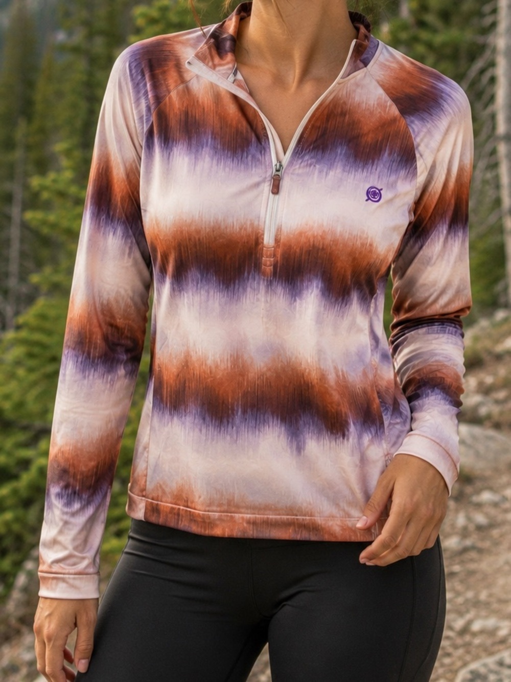 NEW Born Outdoor Chevron Tie Dye Half Zip Pullover | Women’s Large | Activewear